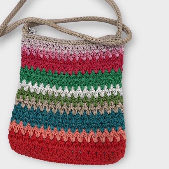 The Sak Crocheted Colorful Rainbow Striped Crossbody Shoulder Bag - Picture 1 of 7